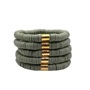 Light Sage Heishi Barrel Bracelet