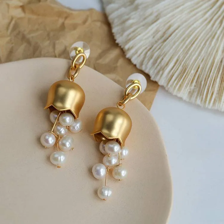 Lily of the valley pearl earrings