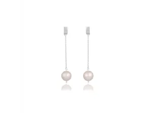 Lola Knight - Ada - Minimal Bridal Pearl Earrings - Silver