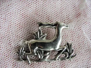 LOVELY Art Deco Sterling Silver Brooch Running Antelope Gazelle Vintage Signed CORO Pin Collectible Vintage Silver Jewelry