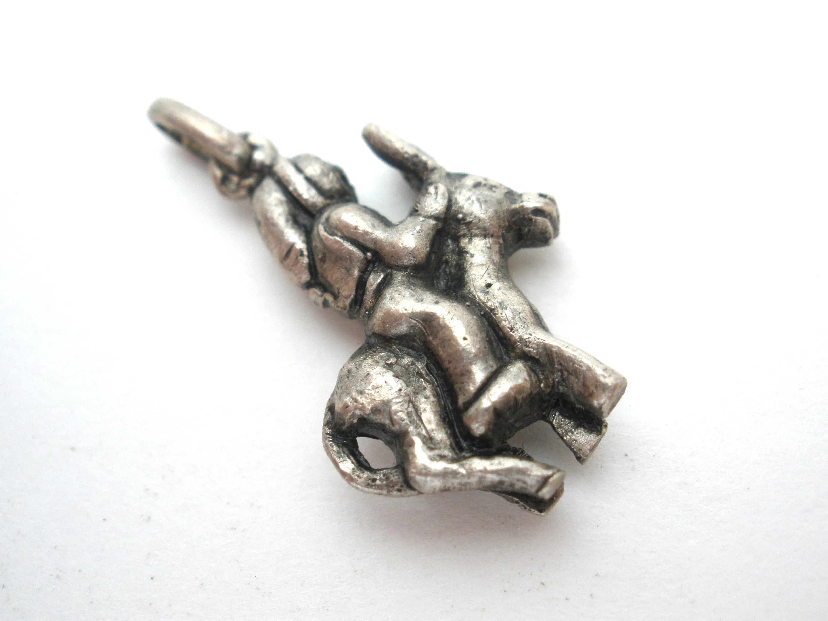 Man Riding A Donkey Charm Pendant Vintage