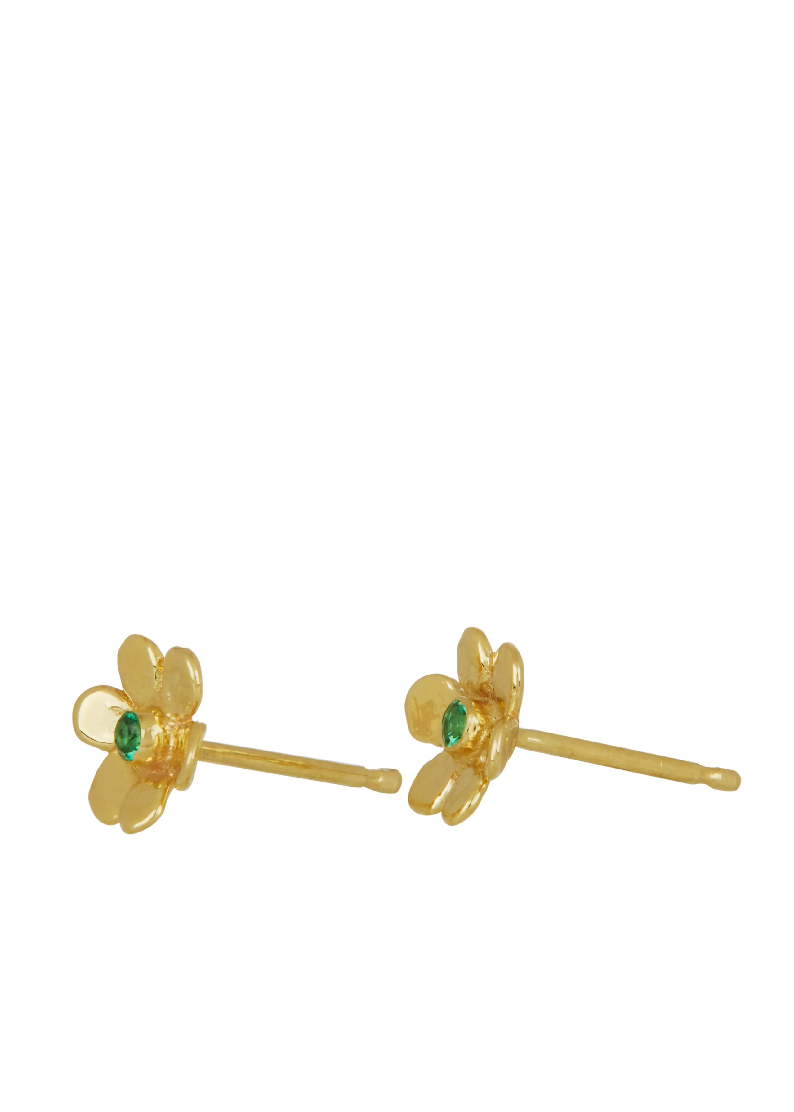 Mini Daisy Studs in 14k - Emerald