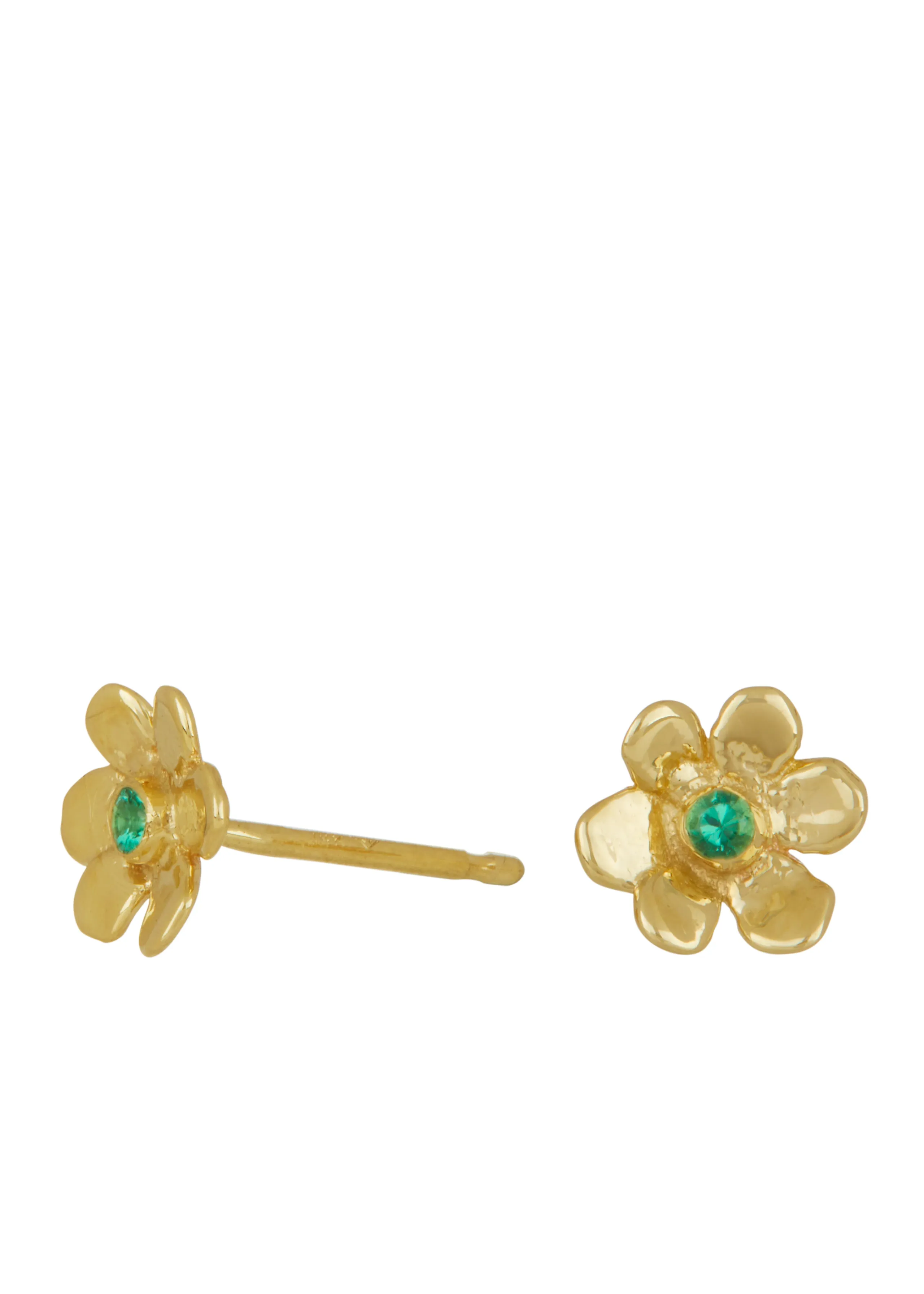 Mini Daisy Studs in 14k - Emerald