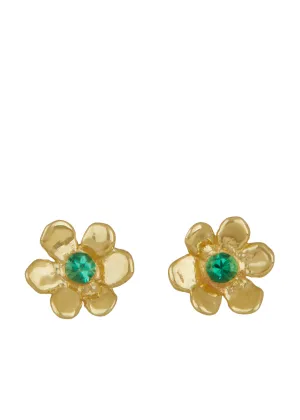 Mini Daisy Studs in 14k - Emerald