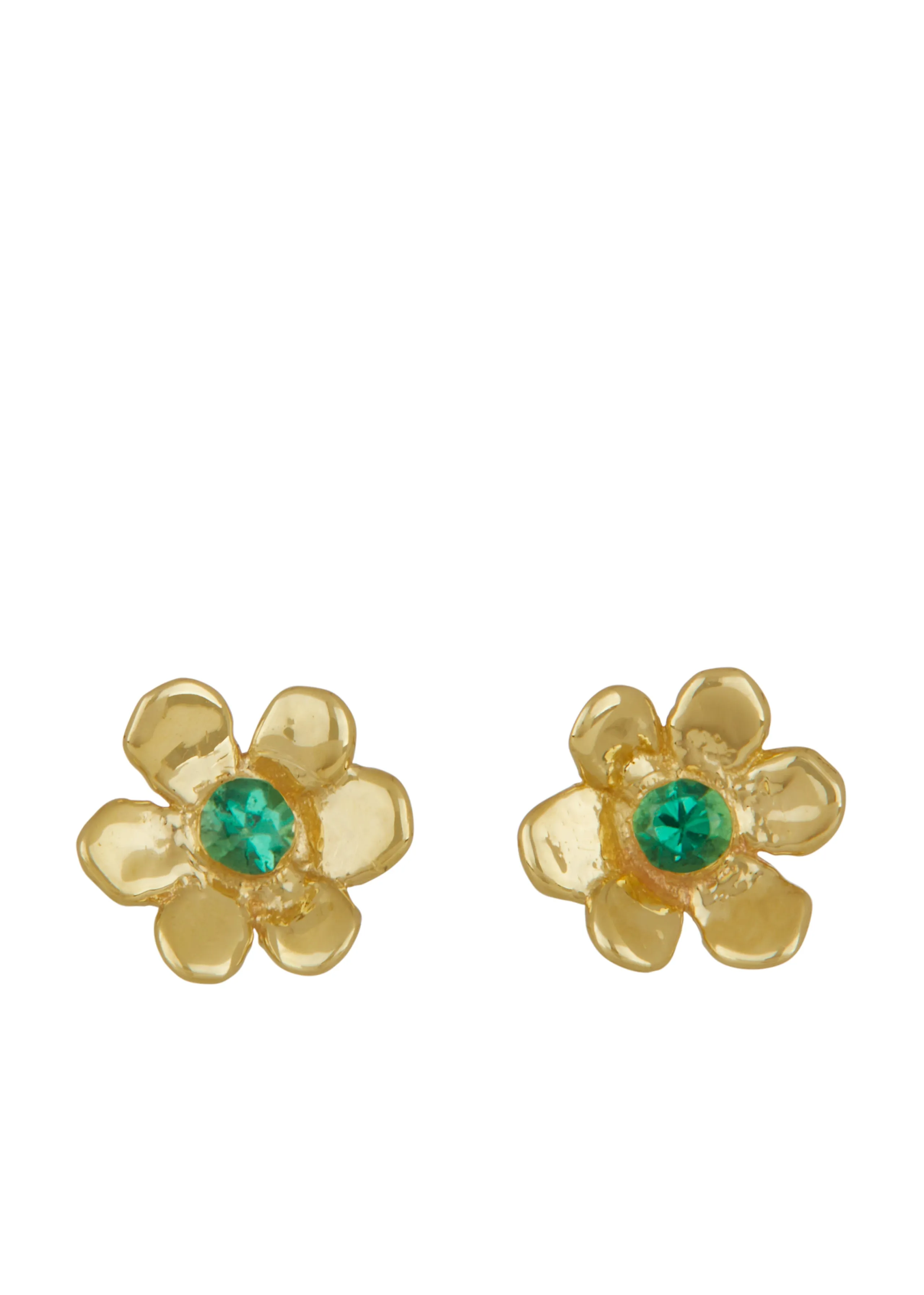 Mini Daisy Studs in 14k - Emerald