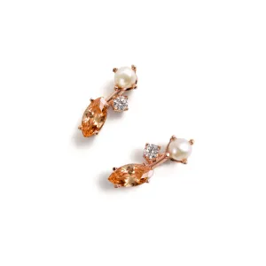 Mini Ivy x Pearl Earrings [Pink gold]