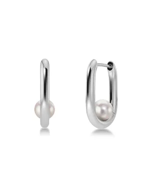 Modernist Pearl Hoops S Steel