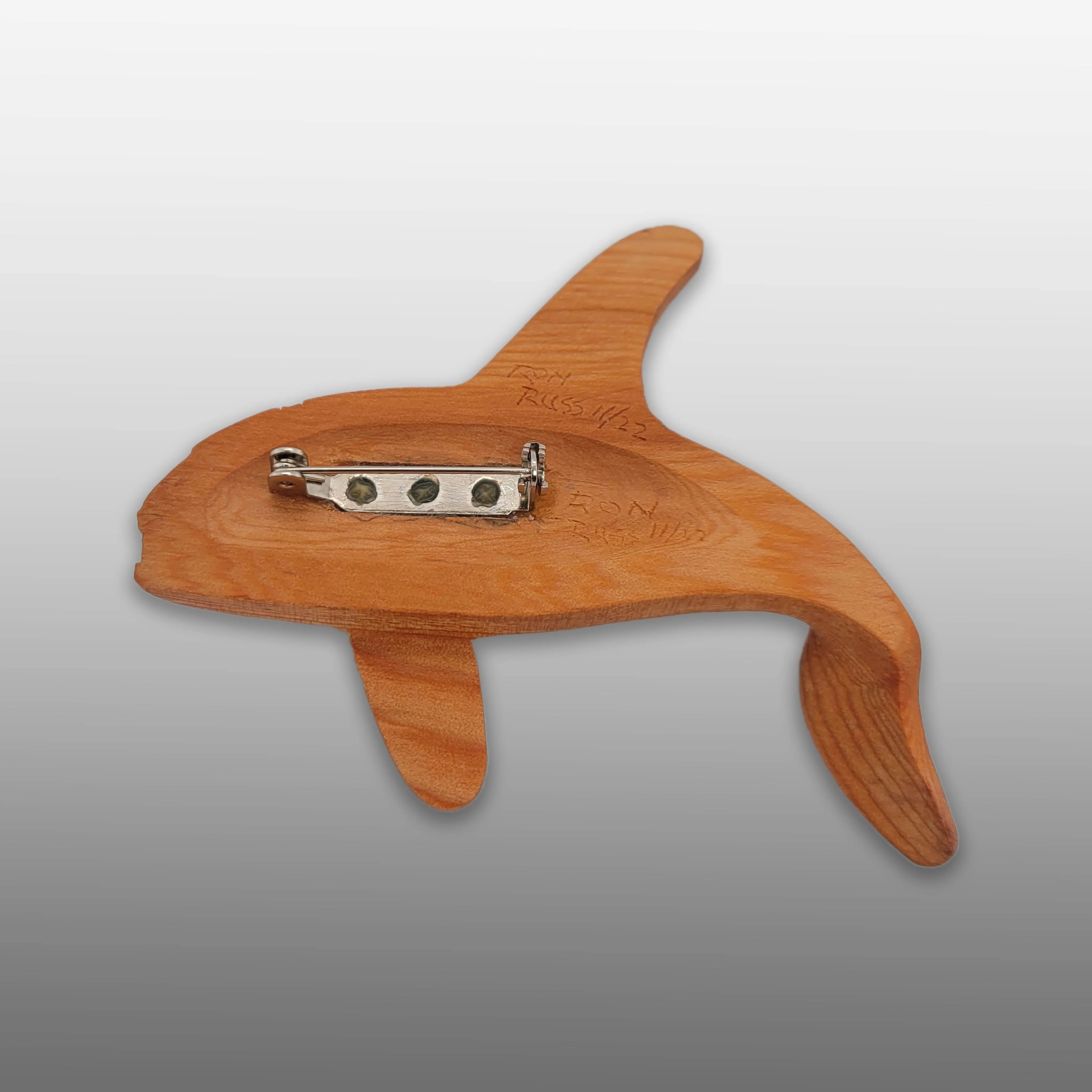 Orca Yew Wood Brooch