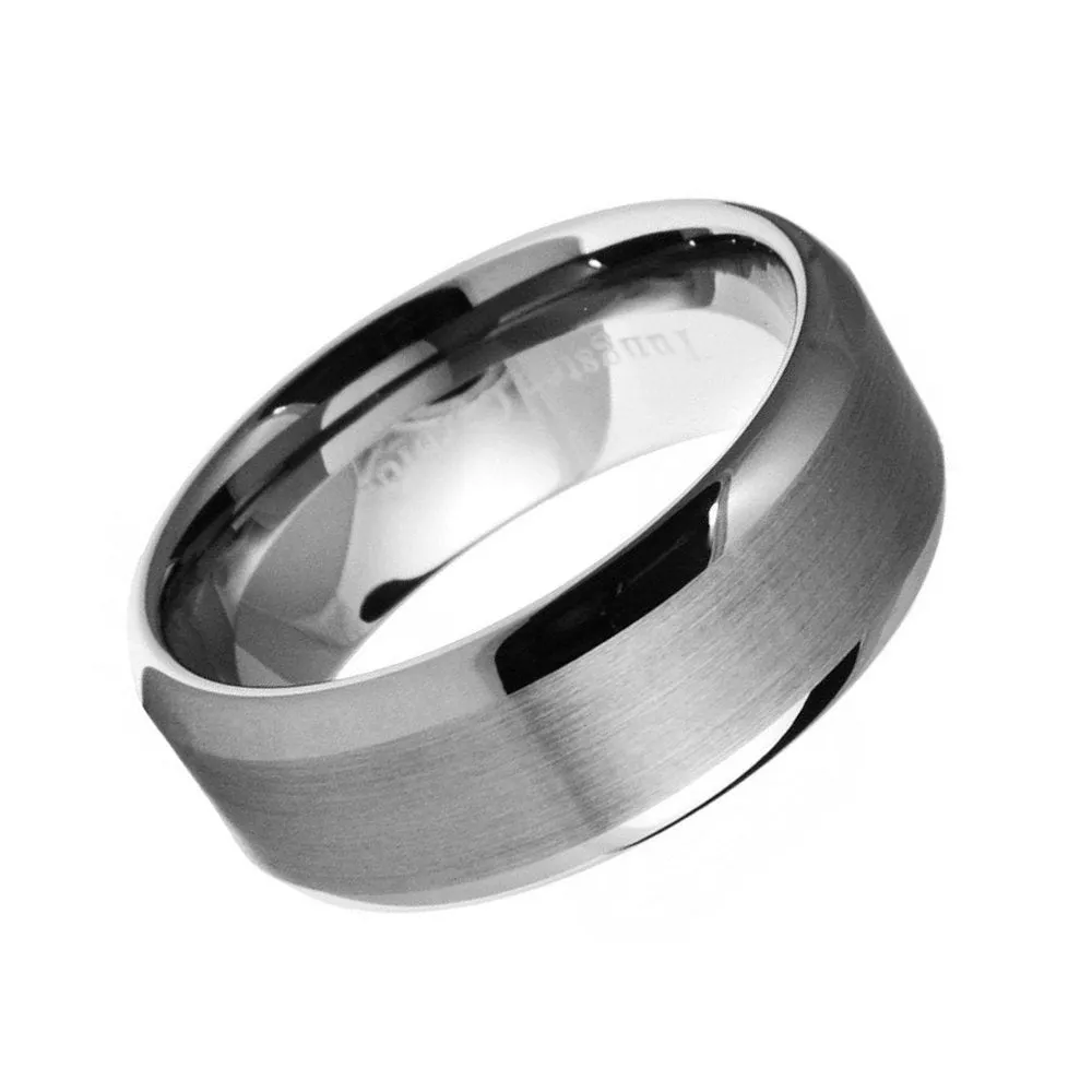 Paris Jewelry Tungsten 8mm Silver Brushed Ring Wedding Band For Men & Women