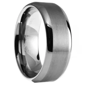 Paris Jewelry Tungsten 8mm Silver Brushed Ring Wedding Band For Men & Women