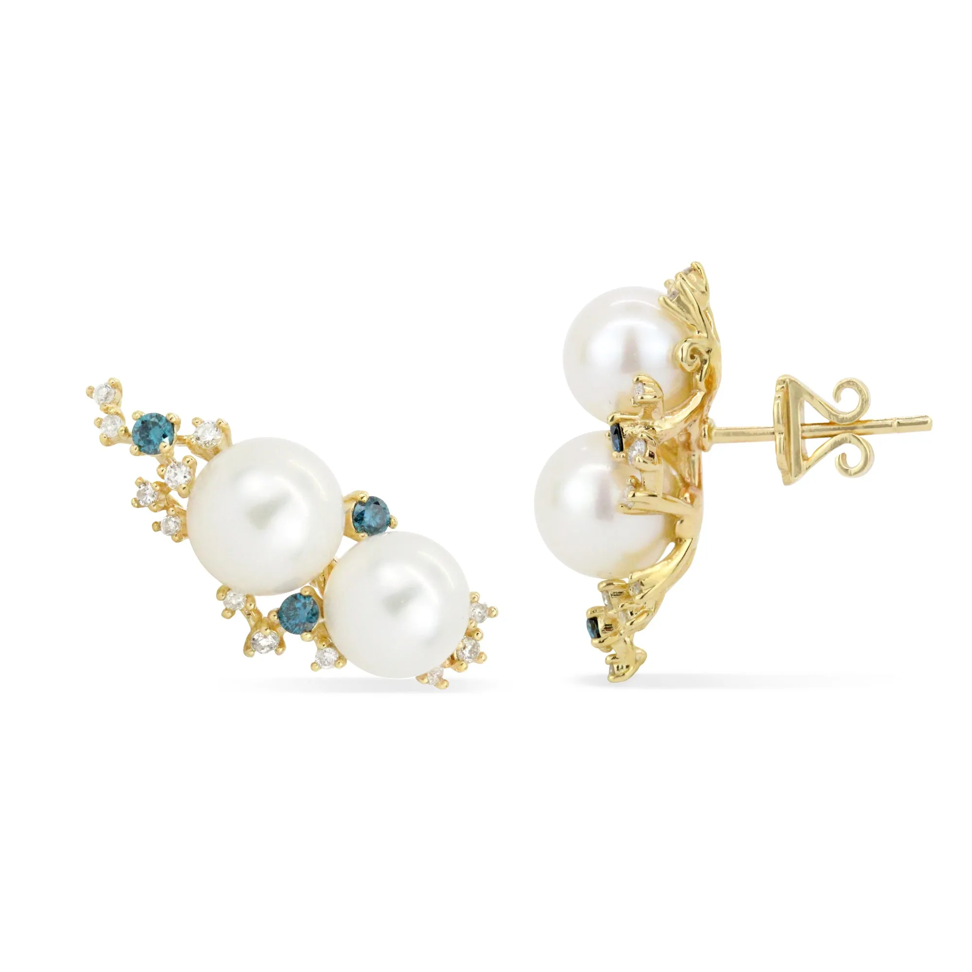 Pearl & Diamond 14K Statement Ear Climbers