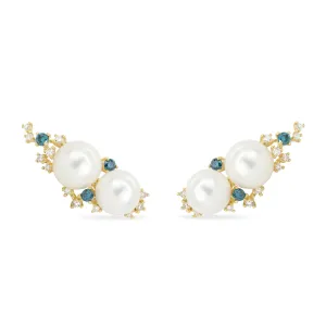 Pearl & Diamond 14K Statement Ear Climbers