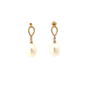 Pearl and Diamond Drop Earrings