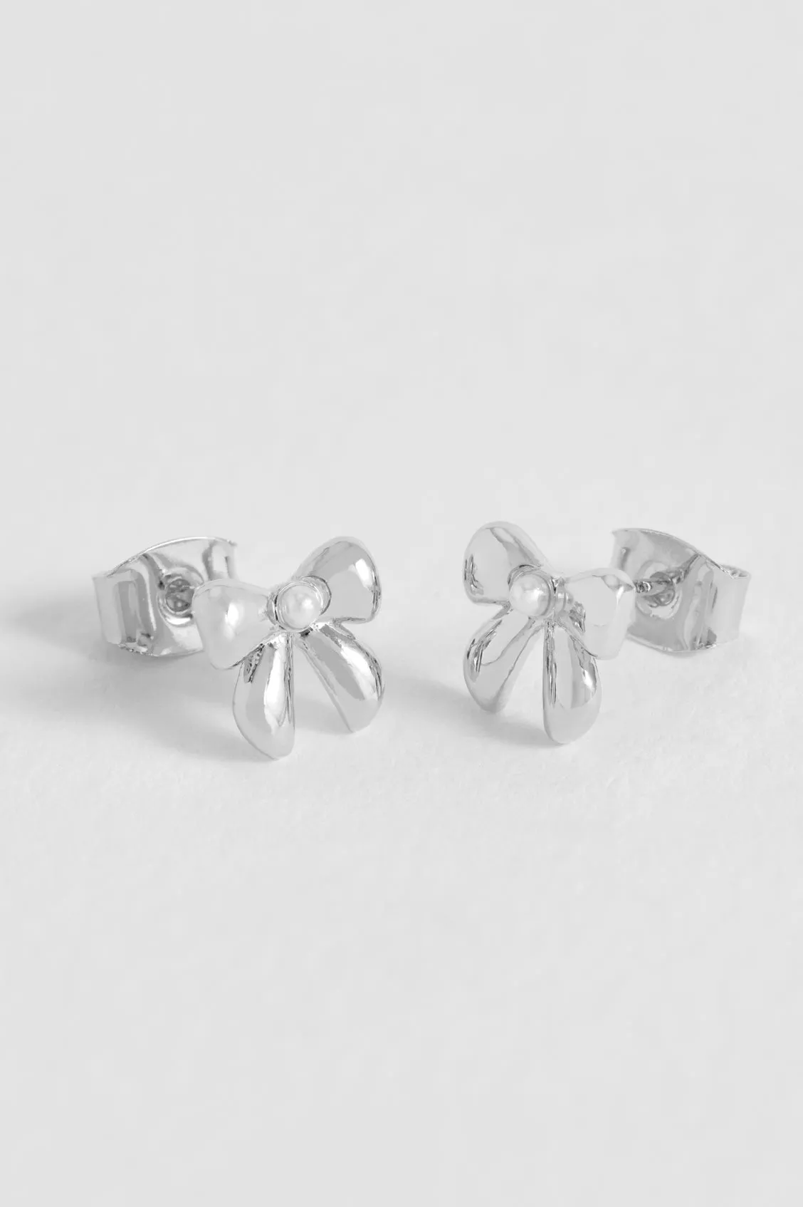 Pearl Bow Stud Earrings