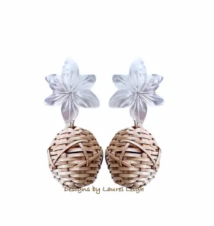 Pearl Floral Rattan Drop Earrings