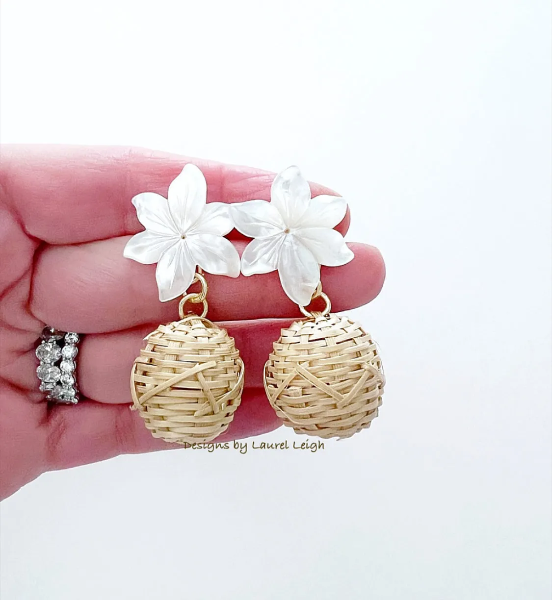 Pearl Floral Rattan Drop Earrings