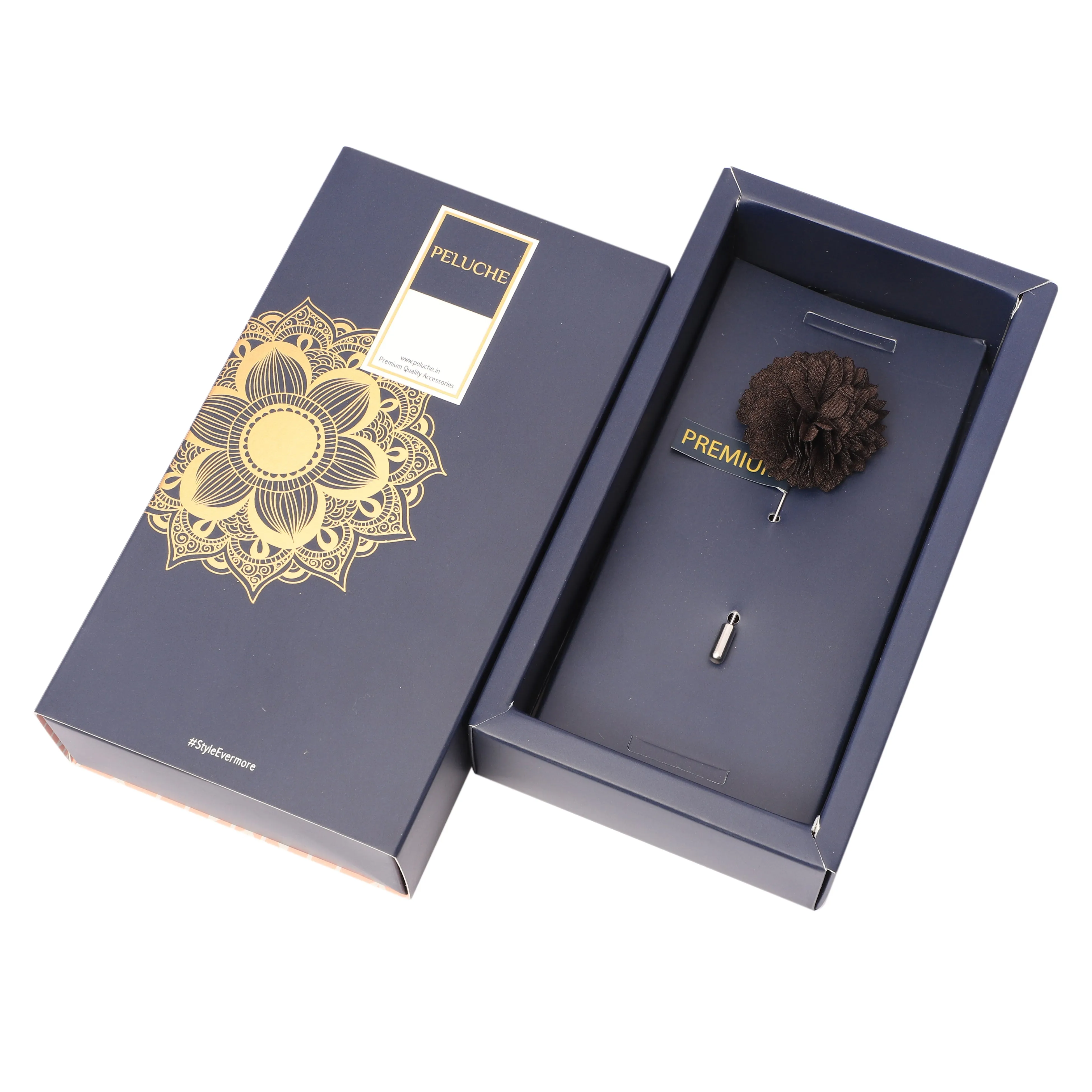 Peluche Ravishing Floral Designed Grey Brooch For Men