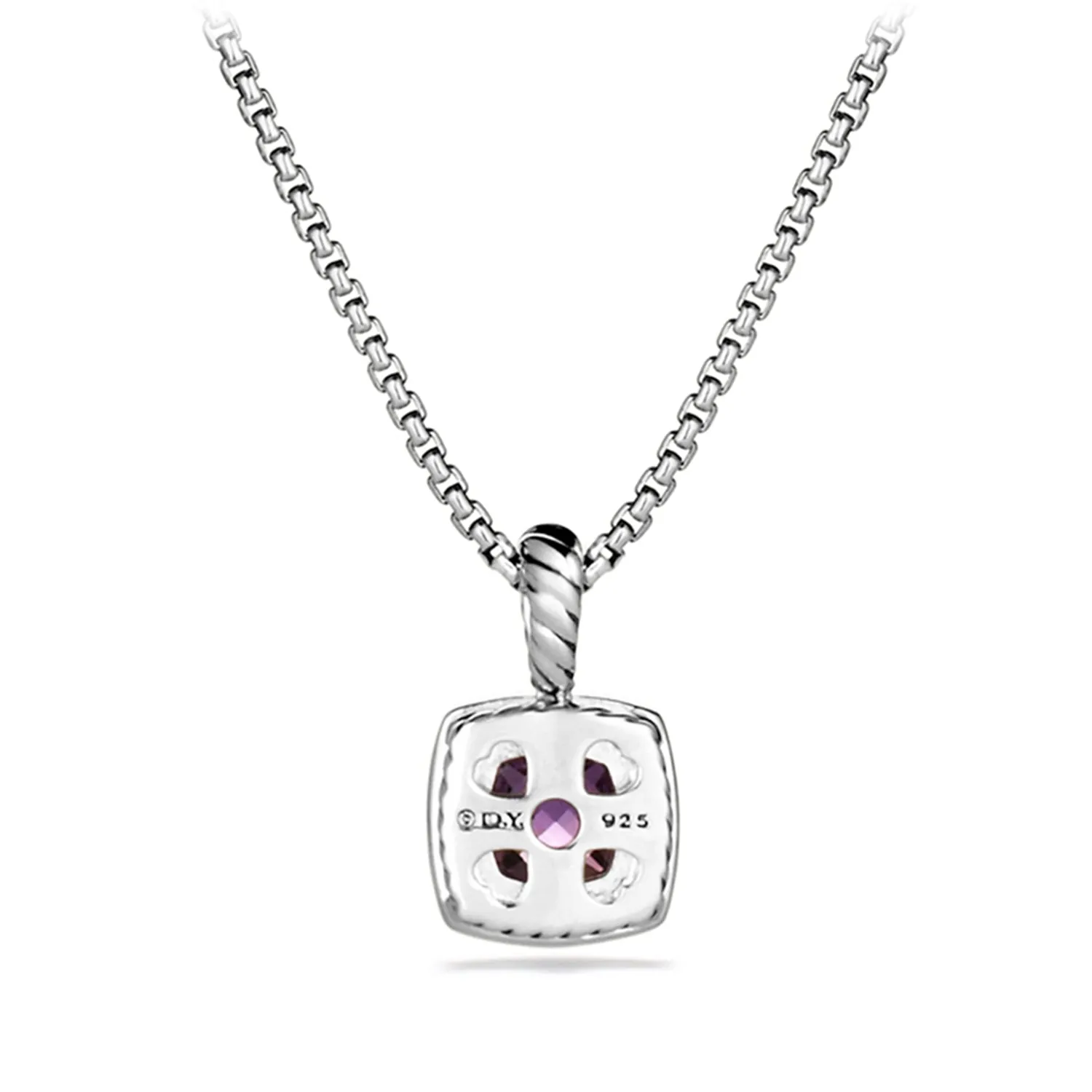 Pendant Necklace with Amethyst and Diamonds, 17" Length