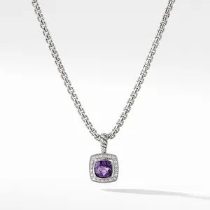 Pendant Necklace with Amethyst and Diamonds, 17" Length