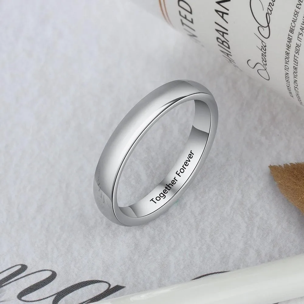 Personalized Classic Plain Sterling Silver Unisex Wedding Ring