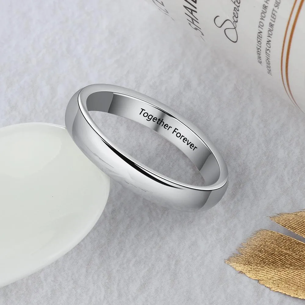 Personalized Classic Plain Sterling Silver Unisex Wedding Ring