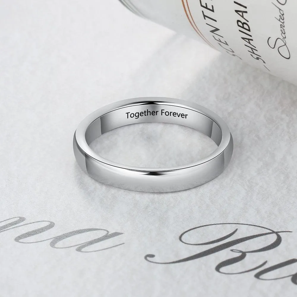 Personalized Classic Plain Sterling Silver Unisex Wedding Ring