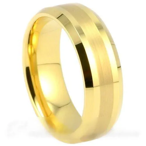 PJewelz™ Men's Tungsten Carbide Wedding Band Ring Black/Gold/Brushed Silver (Size 6-15)