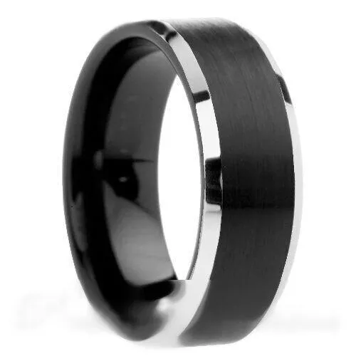 PJewelz™ Men's Tungsten Carbide Wedding Band Ring Black/Gold/Brushed Silver (Size 6-15)