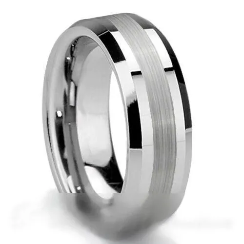 PJewelz™ Men's Tungsten Carbide Wedding Band Ring Black/Gold/Brushed Silver (Size 6-15)