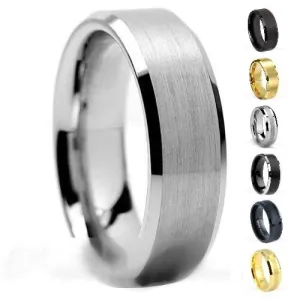 PJewelz™ Men's Tungsten Carbide Wedding Band Ring Black/Gold/Brushed Silver (Size 6-15)