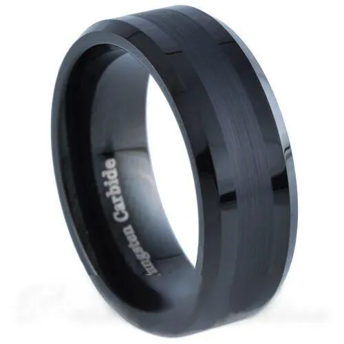 PJewelz™ Men's Tungsten Carbide Wedding Band Ring Black/Gold/Brushed Silver (Size 6-15)