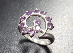 Purple Swirl Ring - Spiral Amethyst Ring - Vintage Statement Ring