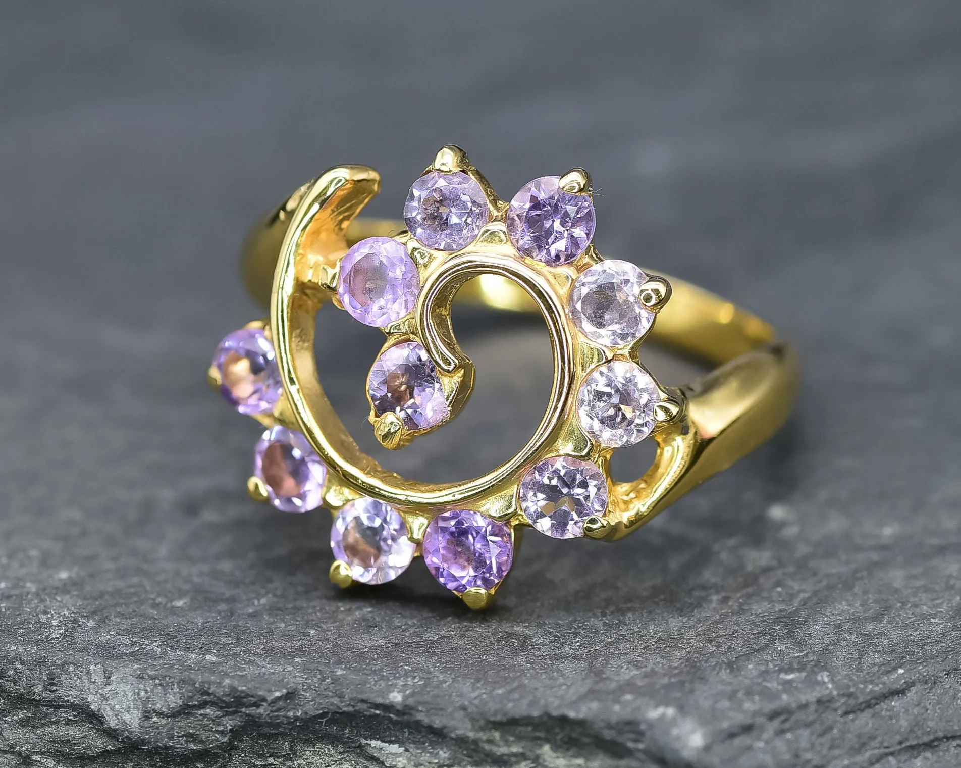 Purple Swirl Ring - Spiral Amethyst Ring - Vintage Statement Ring