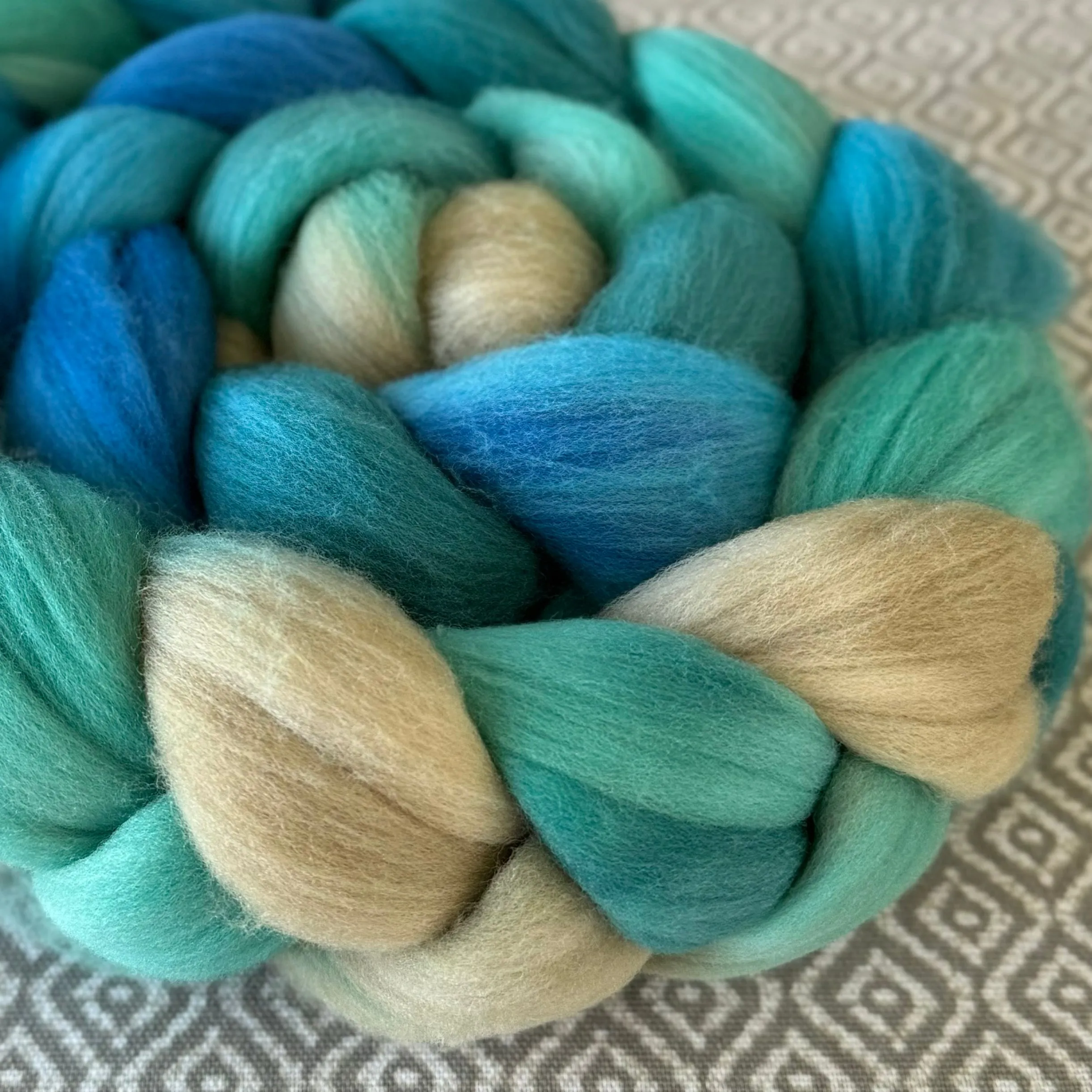 Rambouillet Wool Roving - Aquamarine