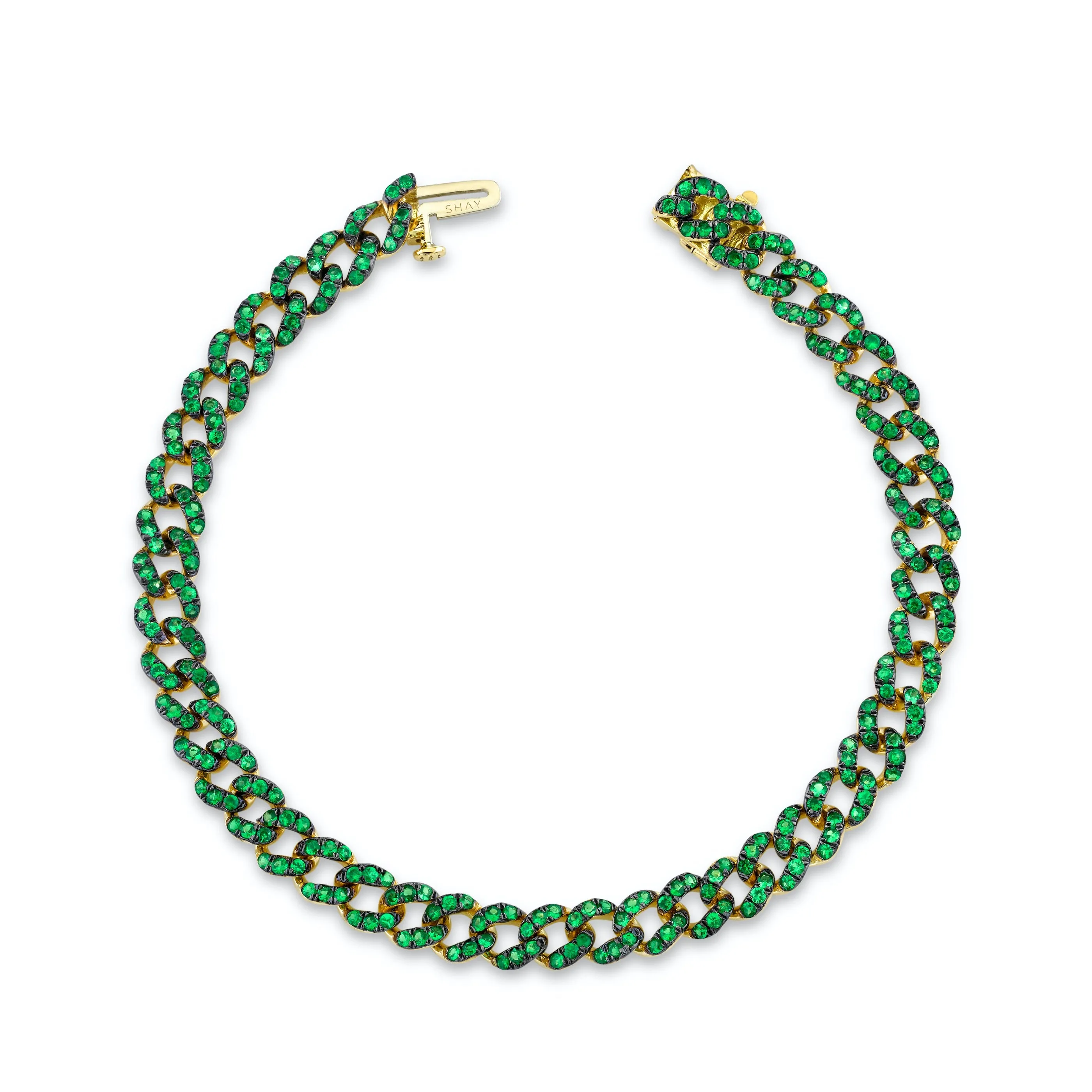 READY TO SHIP GREEN GARNET PAVE MINI LINK BRACELET