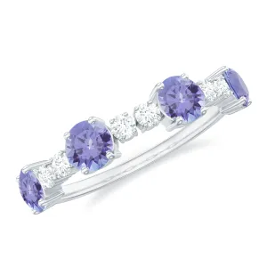 Real Tanzanite Wedding Half Eternity Ring