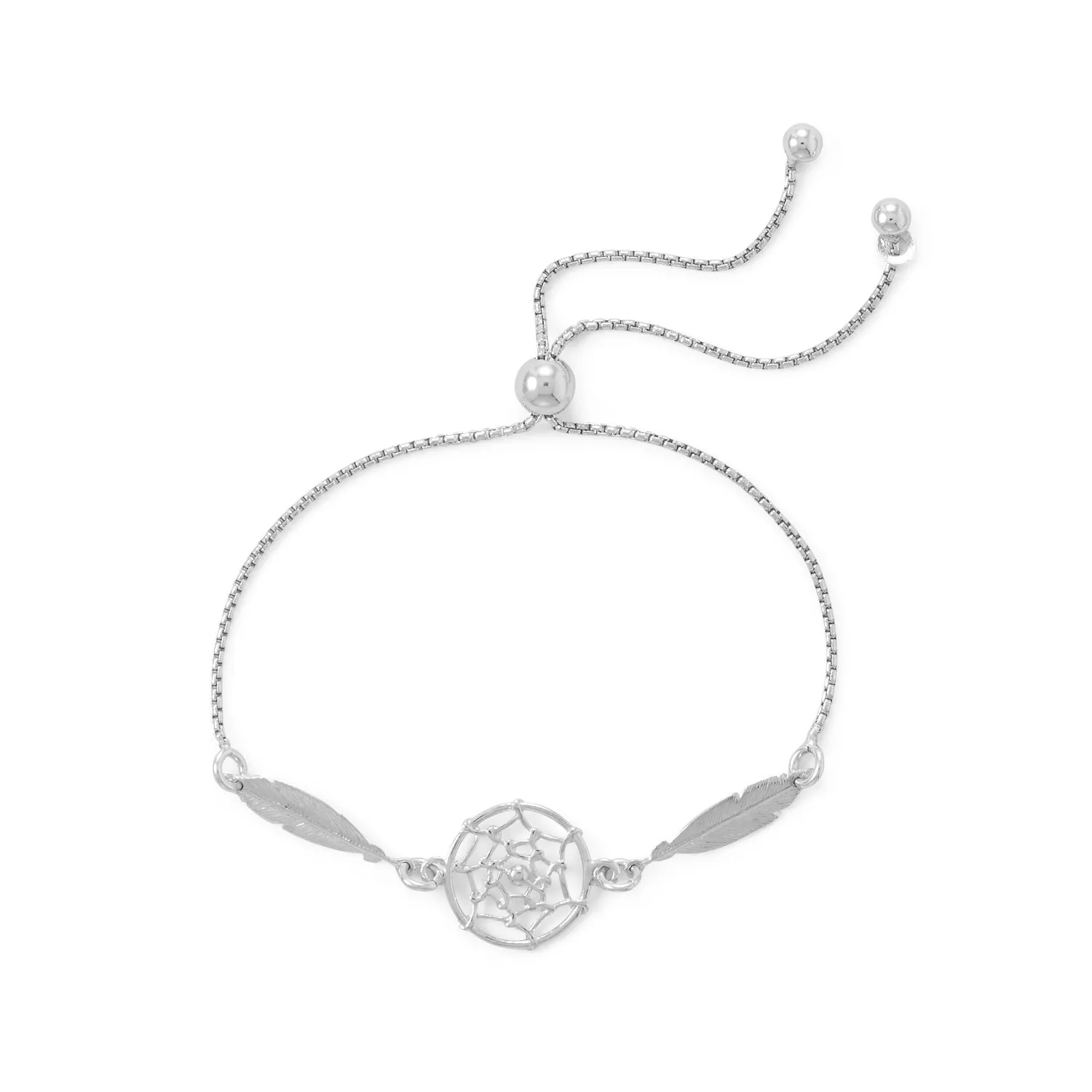 Rhodium Plated Dream Catcher Bolo Bracelet