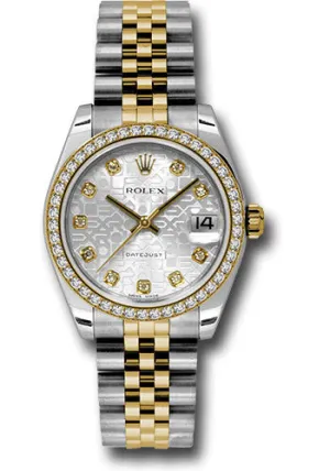 Rolex Steel and Yellow Gold Datejust 31 Watch - 46 Diamond Bezel - Silver Jubilee Diamond Dial - Jubilee Bracelet - 178383 sjdj