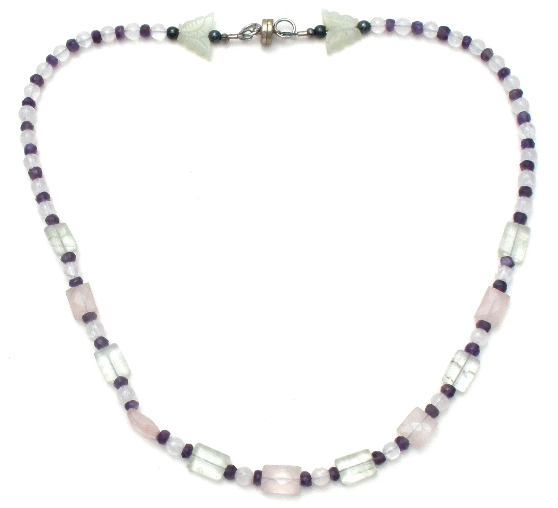 Rose Quartz Amethyst Bead Necklace Vintage