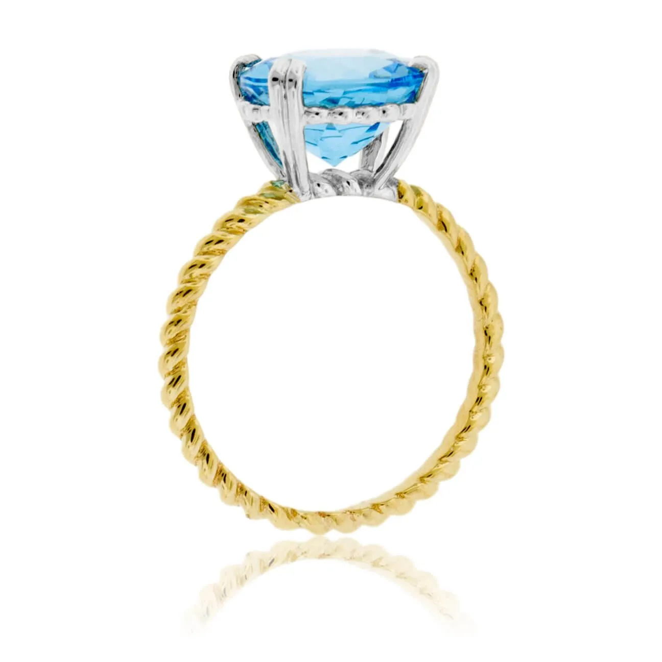 Round Blue Topaz Twisted Style Ring