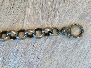 Round Link bracelet with Pave Lobster Claw Claps