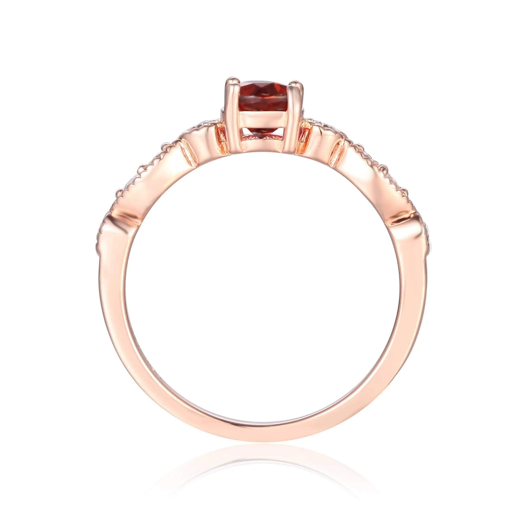 Round Solitaire Spessartite Garnet Ring