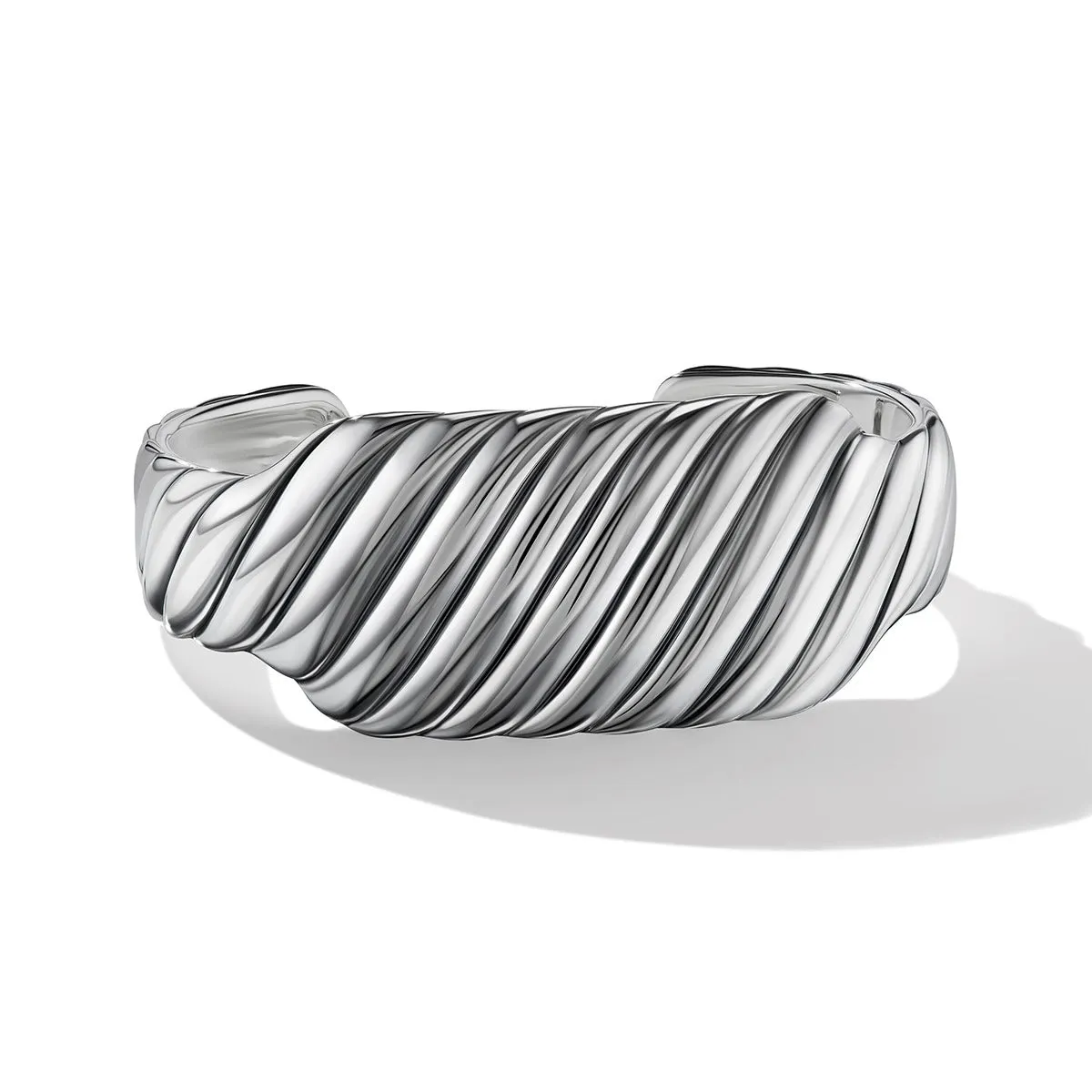 Sculpted Cable Contour Cuff Bracelet in Sterling Silver