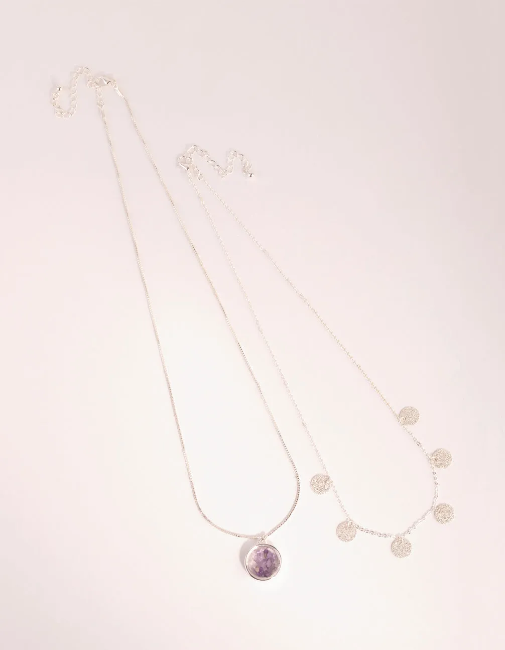 Silver Amethyst Shaker Necklace