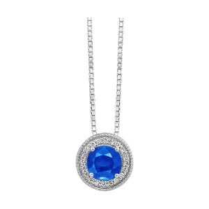 Silver Diamond 1/20Ctw & Blue Topaz 1/2Ctw Pendant