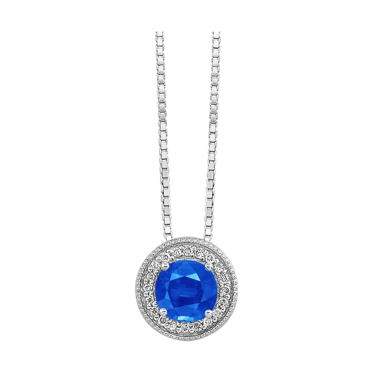 Silver Diamond 1/20Ctw & Blue Topaz 1/2Ctw Pendant