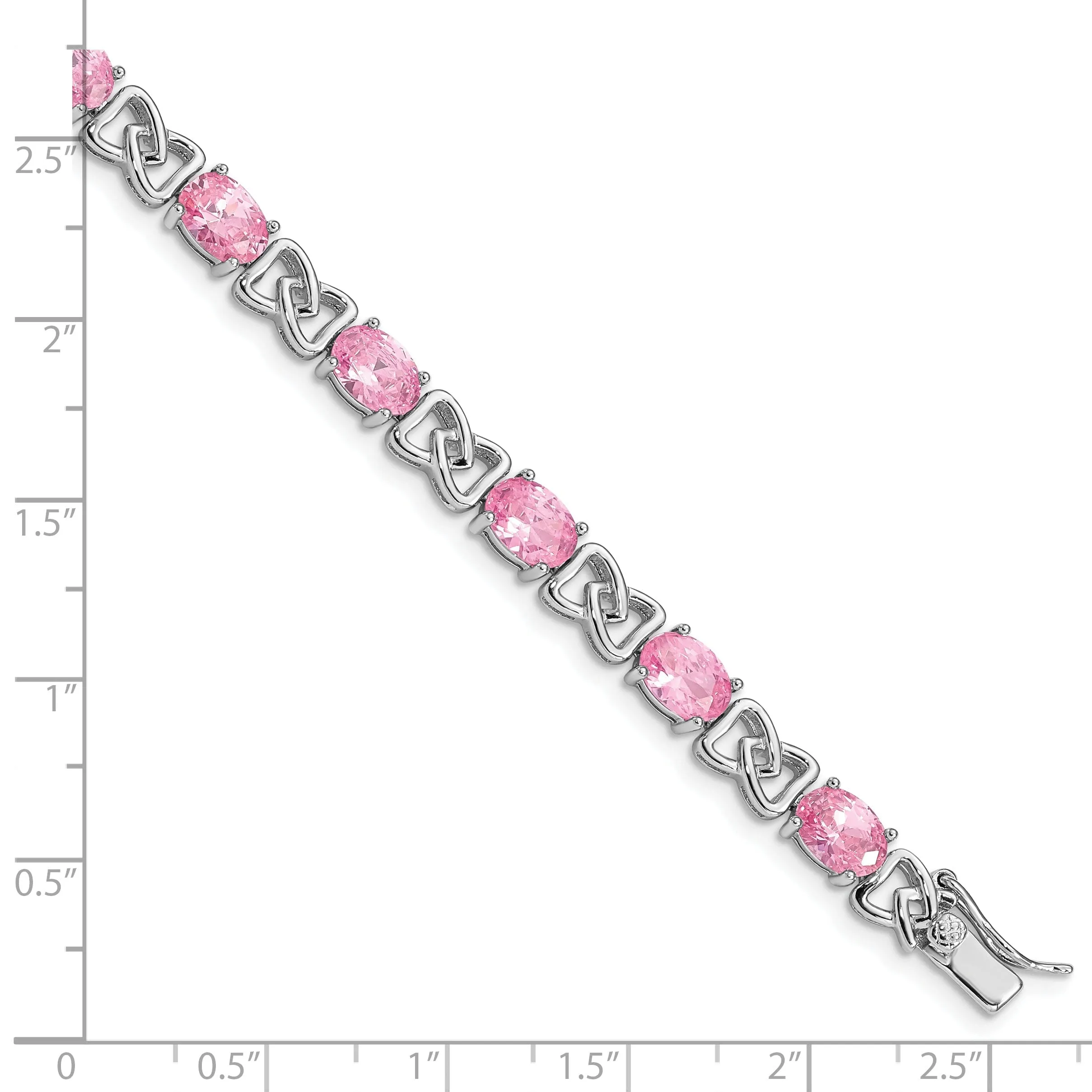 Silver Polished Finish Pink C.Z Bracelet