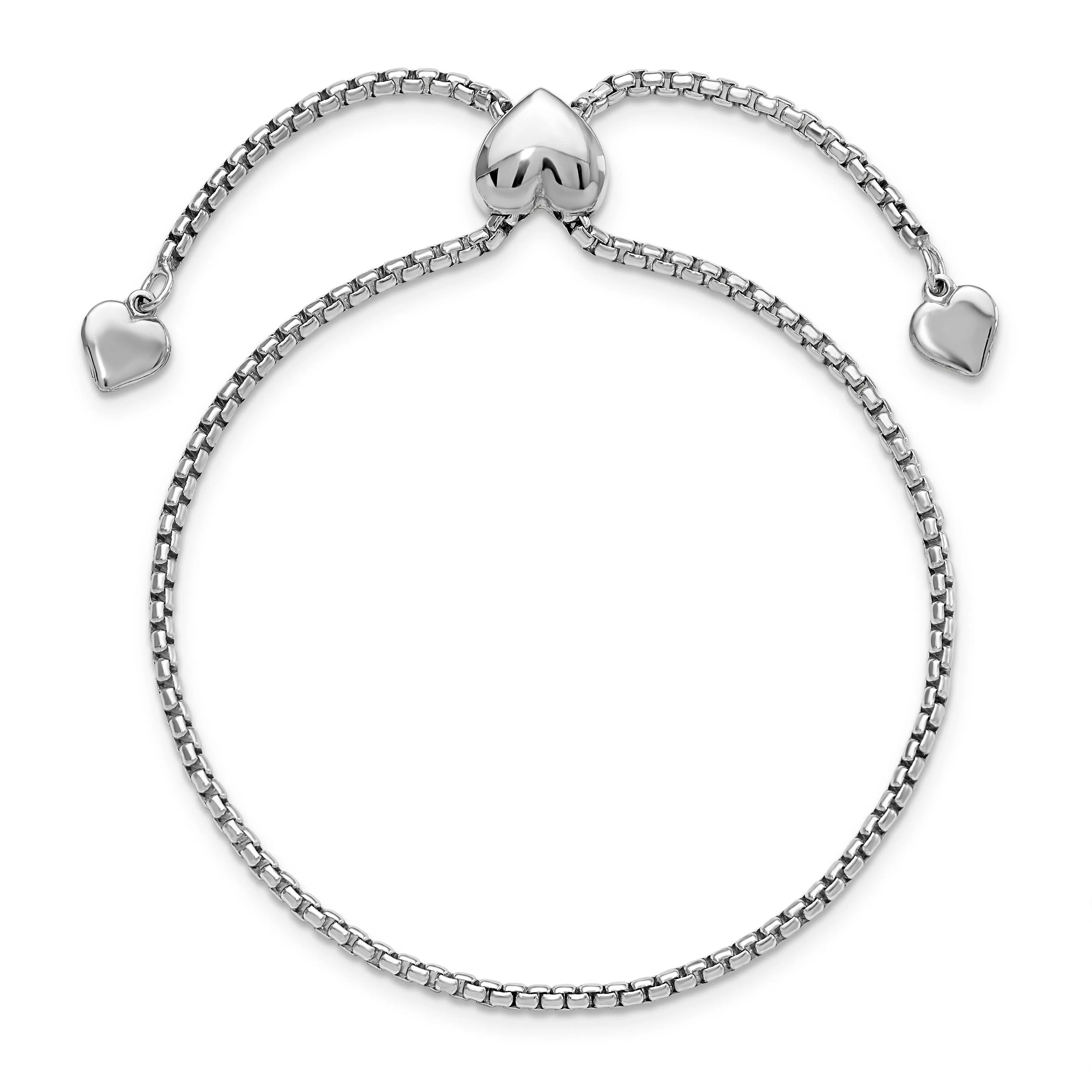 Silver Round Rectangle Box Heart Bracelet