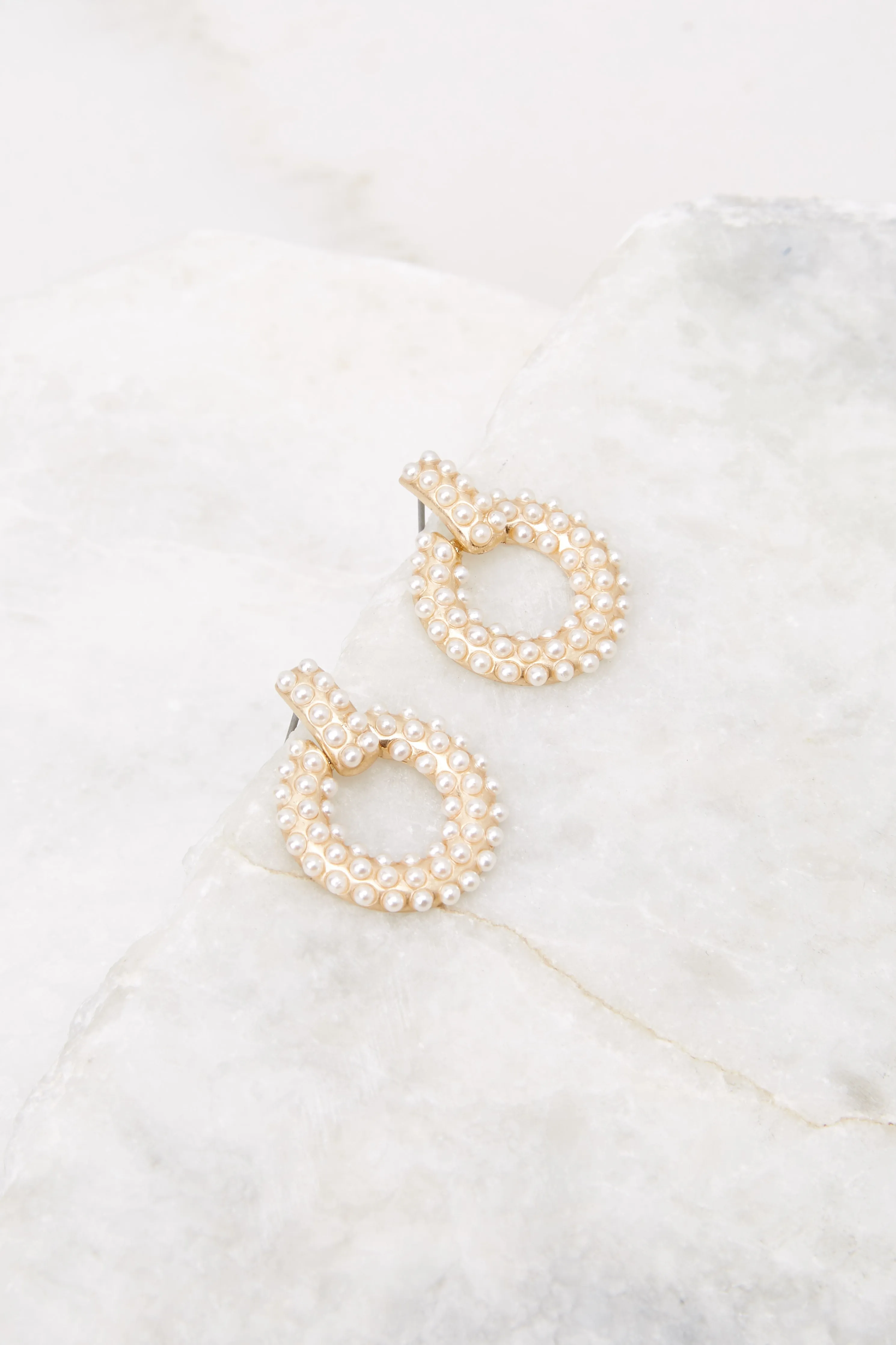 Slow Dance Gold Pearl Earrings