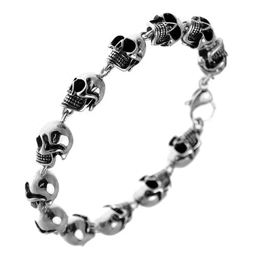 Stainless Steel Medium Skull Heads Bracelet